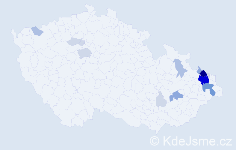 Příjmení: 'Bedrunková', počet výskytů 48 v celé ČR