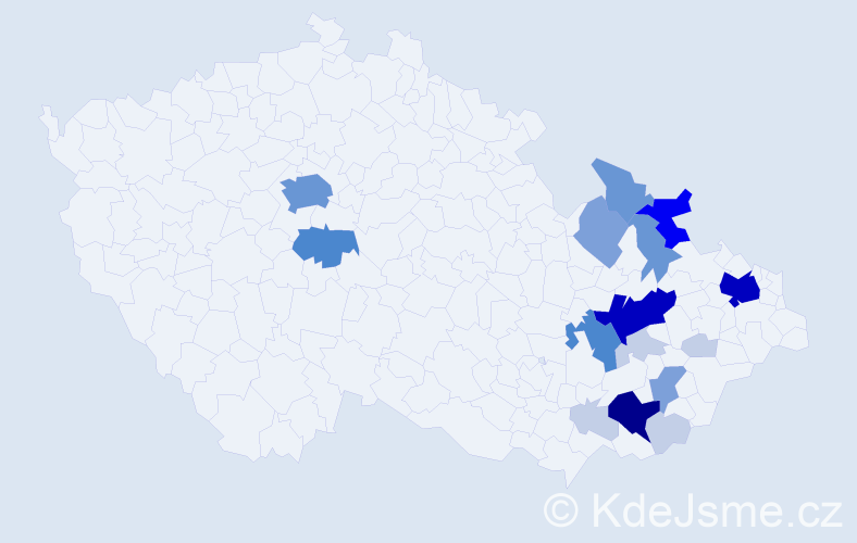 Příjmení: 'Palánek', počet výskytů 72 v celé ČR
