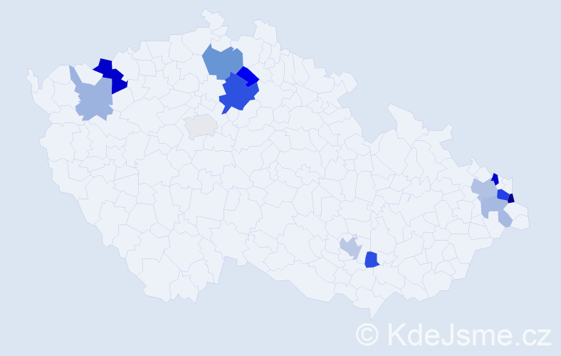 Příjmení: 'Dömény', počet výskytů 26 v celé ČR