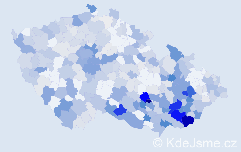 Příjmení: 'Králík', počet výskytů 1667 v celé ČR