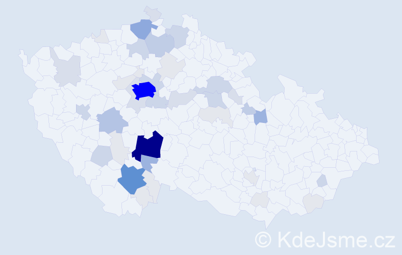 Příjmení: 'Bartáček', počet výskytů 174 v celé ČR