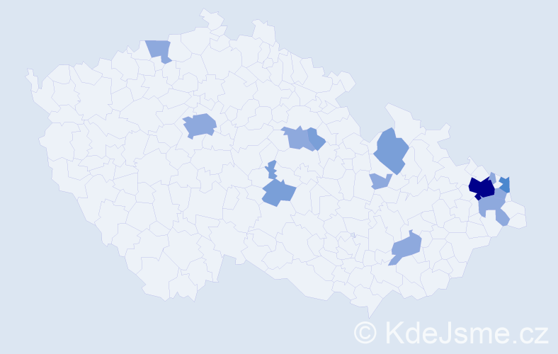 Příjmení: 'Badžgoň', počet výskytů 24 v celé ČR