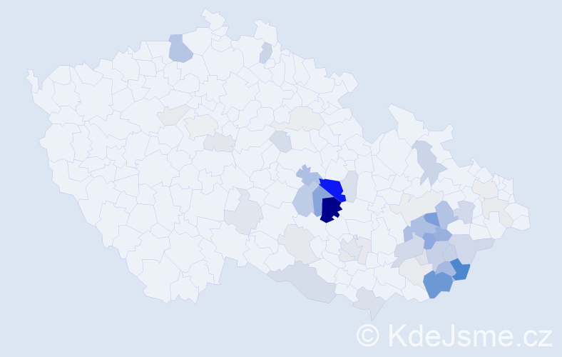 Příjmení: 'Kozáčková', počet výskytů 128 v celé ČR