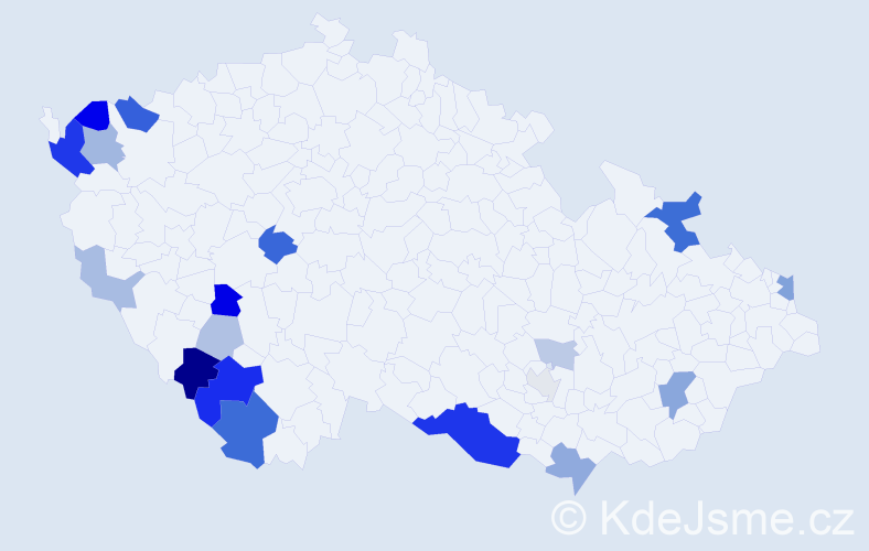 Příjmení: 'Dojčar', počet výskytů 53 v celé ČR