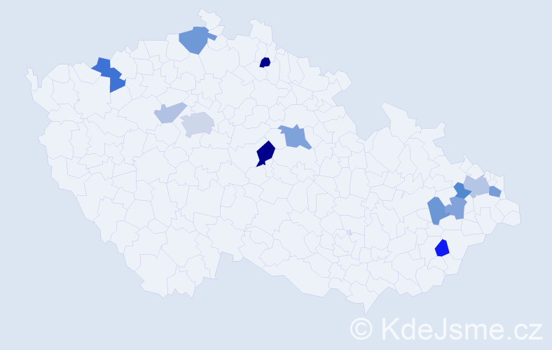 Příjmení: 'Károlyiová', počet výskytů 22 v celé ČR