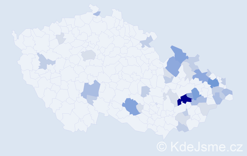 Příjmení: 'Kajnar', počet výskytů 104 v celé ČR