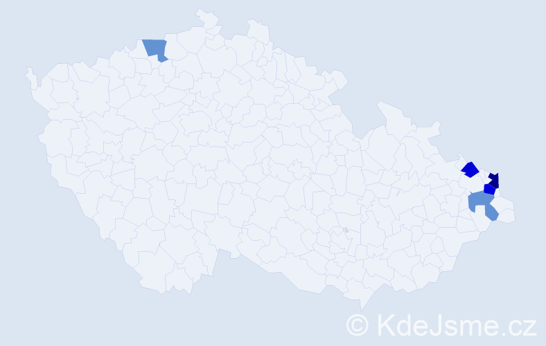 Příjmení: 'Cachel', počet výskytů 7 v celé ČR