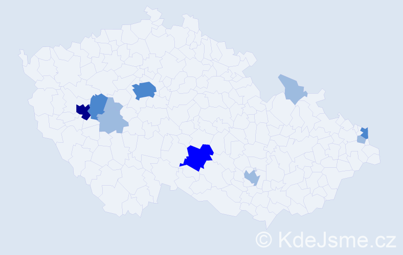 Příjmení: 'Mezeyová', počet výskytů 18 v celé ČR
