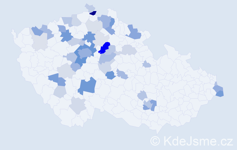 Příjmení: 'Cicvárek', počet výskytů 157 v celé ČR