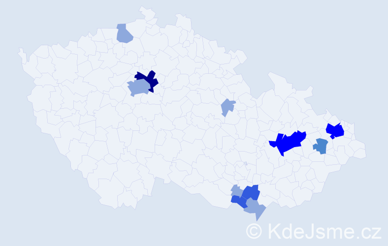 Příjmení: 'Kolla', počet výskytů 26 v celé ČR
