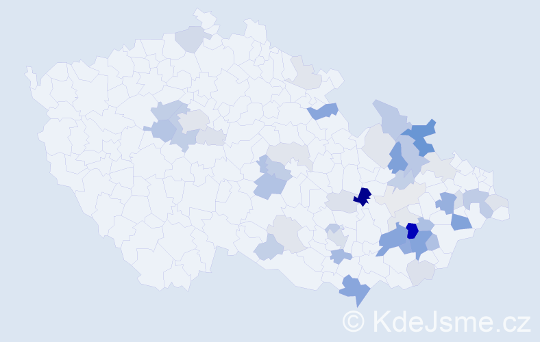 Příjmení: 'Páleníčková', počet výskytů 117 v celé ČR
