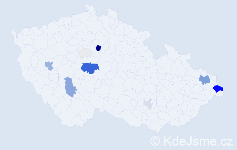 Příjmení: 'Ruš', počet výskytů 19 v celé ČR