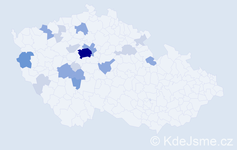 Příjmení: 'Kestřánek', počet výskytů 44 v celé ČR