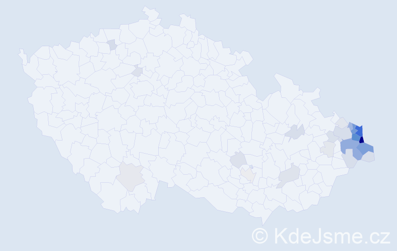Příjmení: 'Kubienová', počet výskytů 150 v celé ČR