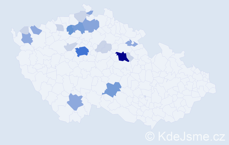 Příjmení: 'Pošva', počet výskytů 56 v celé ČR