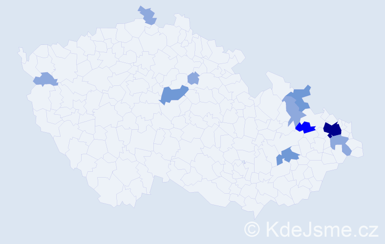 Příjmení: 'Pizurová', počet výskytů 22 v celé ČR