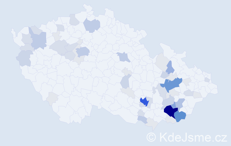 Příjmení: 'Bičan', počet výskytů 187 v celé ČR