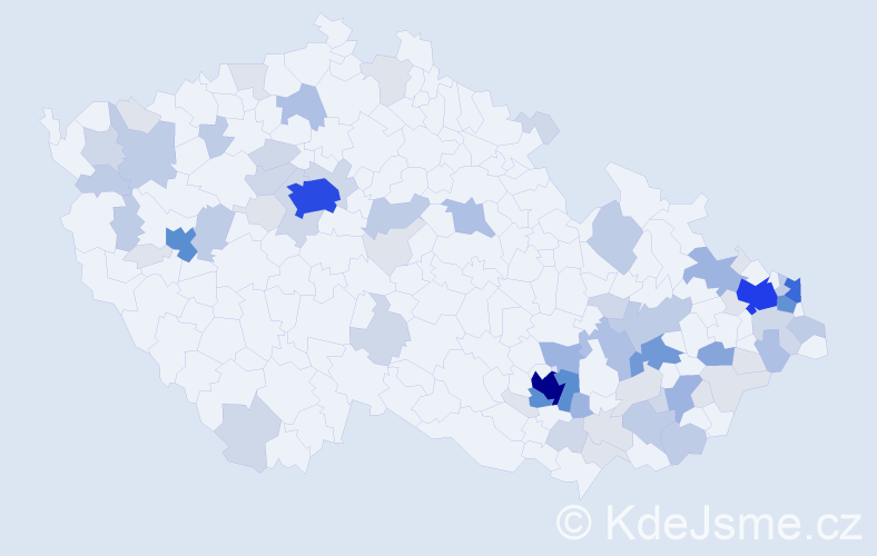 Příjmení: 'Dostal', počet výskytů 252 v celé ČR