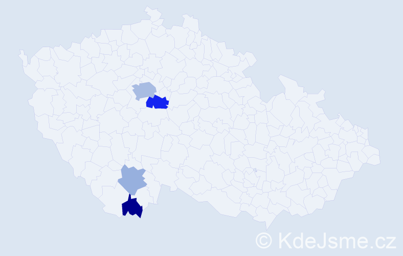 Příjmení: 'Hympl', počet výskytů 9 v celé ČR