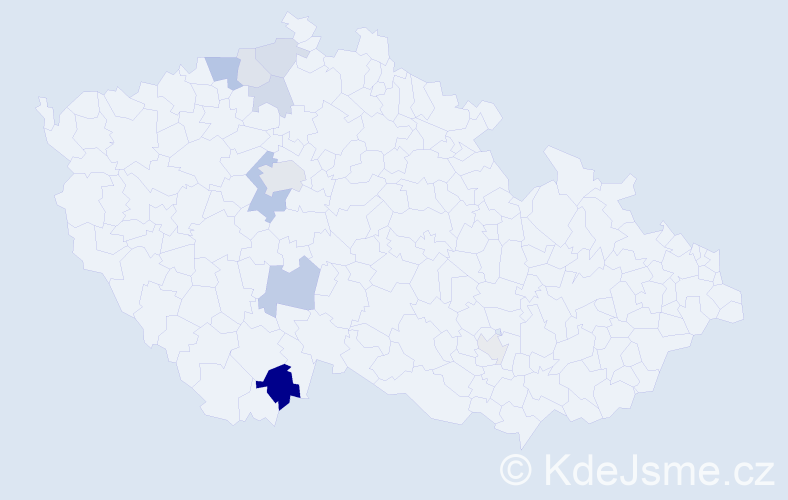 Příjmení: 'Čabelka', počet výskytů 22 v celé ČR