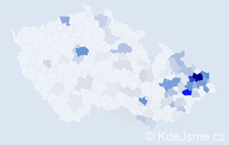 Příjmení: 'Rusek', počet výskytů 396 v celé ČR