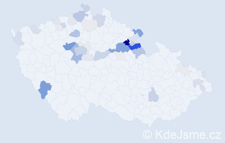 Příjmení: 'Panenka', počet výskytů 166 v celé ČR