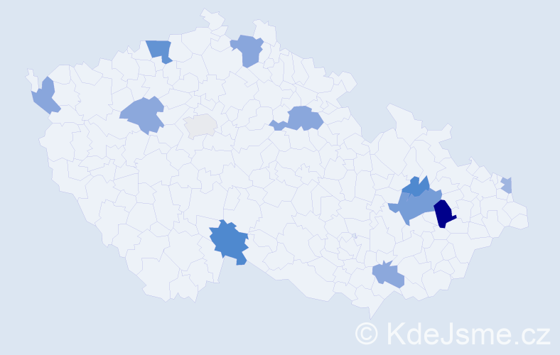 Příjmení: 'Hornik', počet výskytů 21 v celé ČR