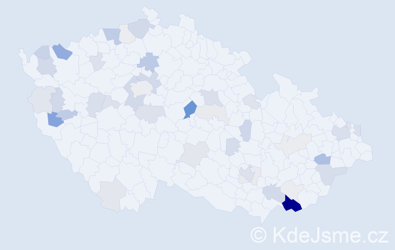 Příjmení: 'Múčka', počet výskytů 146 v celé ČR