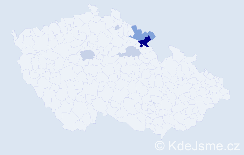 Příjmení: 'Adamu', počet výskytů 21 v celé ČR