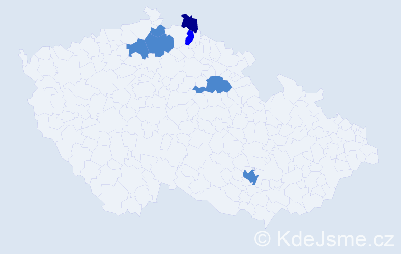 Příjmení: 'Kahanová', počet výskytů 10 v celé ČR
