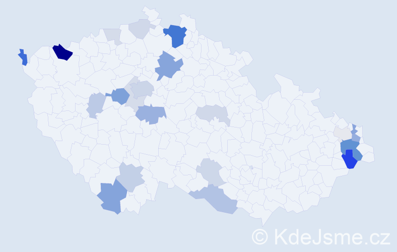Příjmení: 'Bobok', počet výskytů 66 v celé ČR