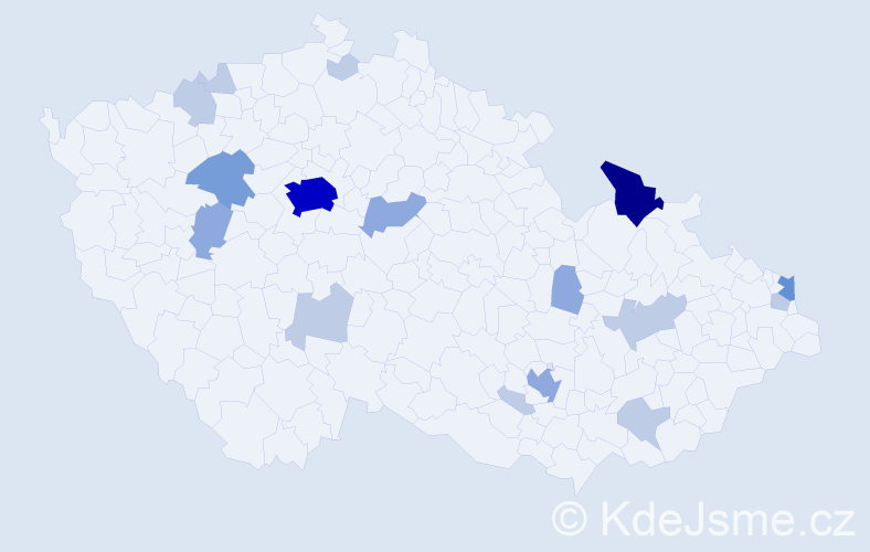 Příjmení: 'Krajčiová', počet výskytů 42 v celé ČR