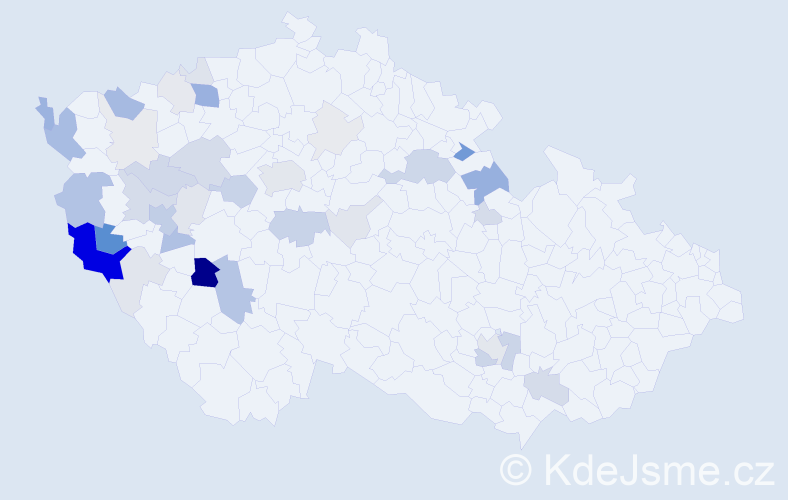 Příjmení: 'Kůst', počet výskytů 120 v celé ČR