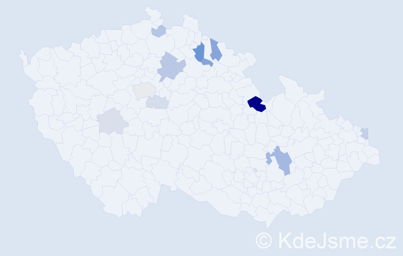 Příjmení: 'Zvercová', počet výskytů 31 v celé ČR