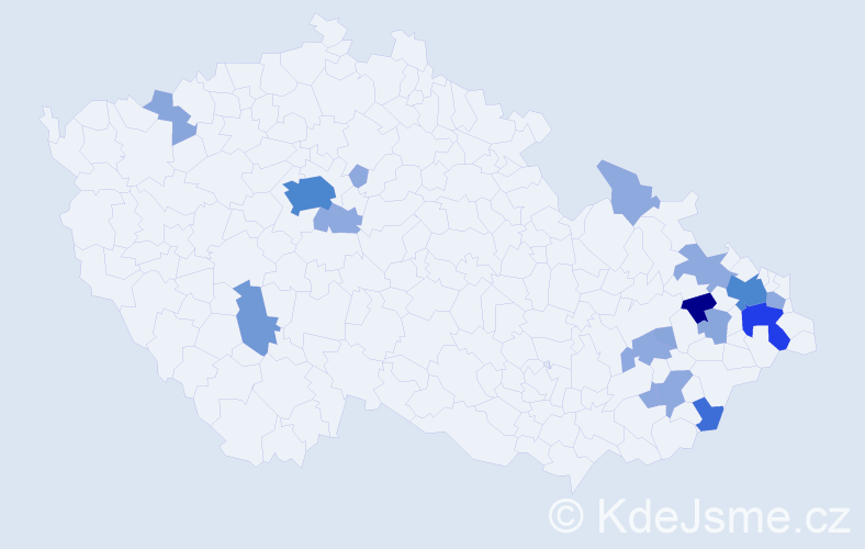 Příjmení: 'Babulíková', počet výskytů 45 v celé ČR