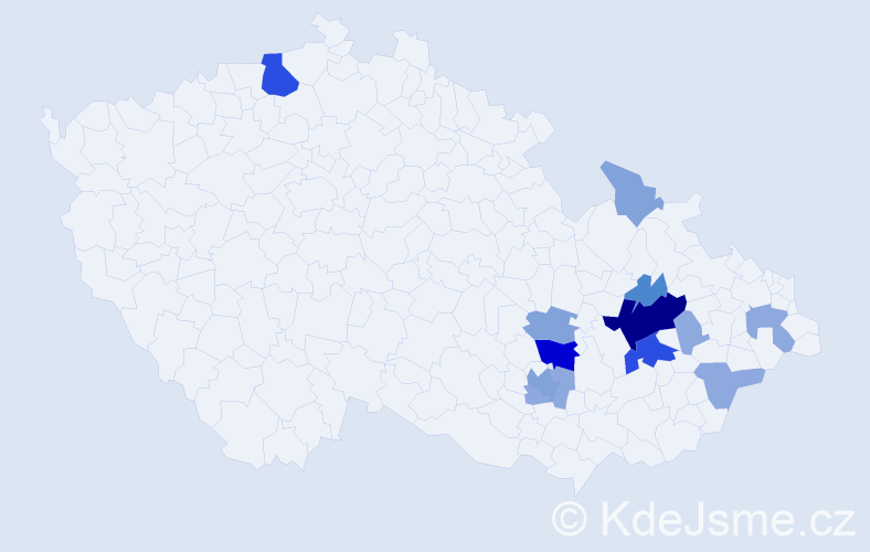 Příjmení: 'Porč', počet výskytů 39 v celé ČR
