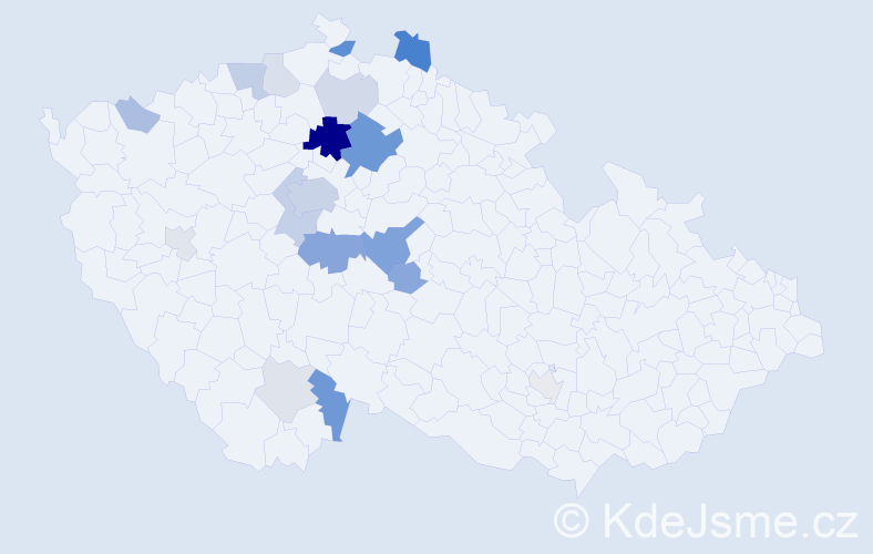 Příjmení: 'Žára', počet výskytů 54 v celé ČR