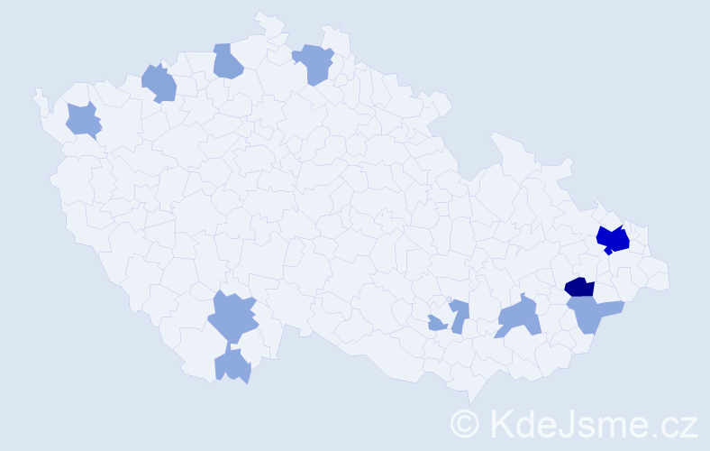 Příjmení: 'Místecká', počet výskytů 30 v celé ČR