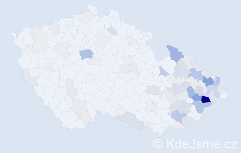 Příjmení: 'Ondruchová', počet výskytů 438 v celé ČR