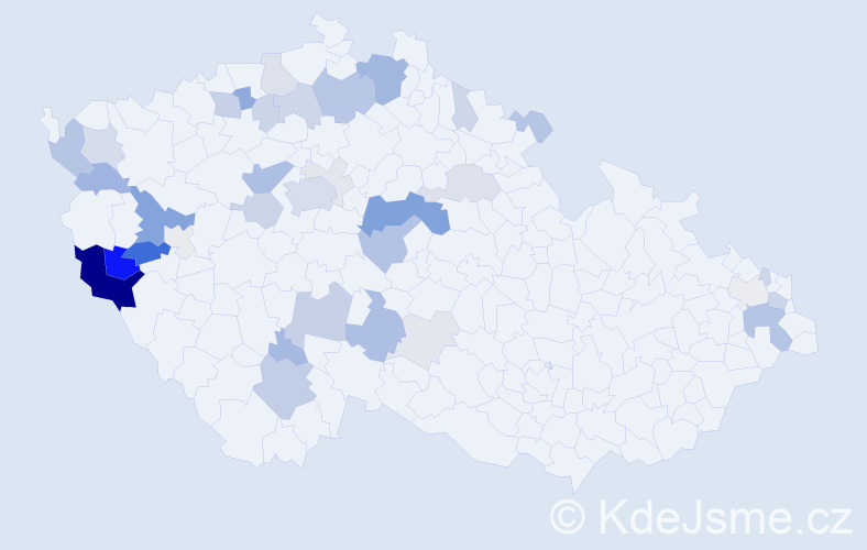Příjmení: 'Hojda', počet výskytů 134 v celé ČR