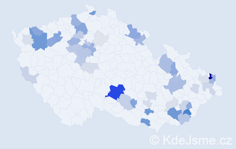 Příjmení: 'Fábry', počet výskytů 157 v celé ČR