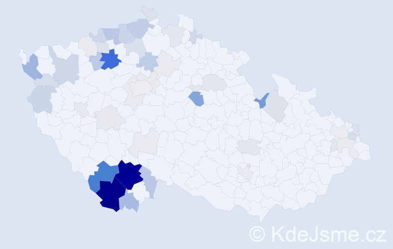 Příjmení: 'Postl', počet výskytů 218 v celé ČR