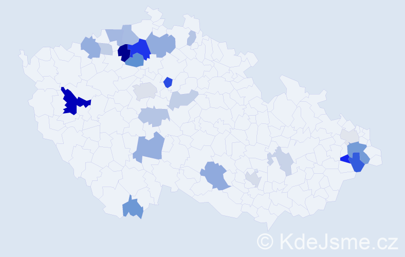 Příjmení: 'Zounová', počet výskytů 54 v celé ČR
