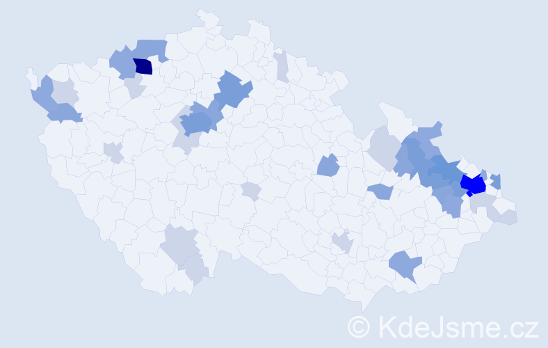 Příjmení: 'Brisuda', počet výskytů 102 v celé ČR