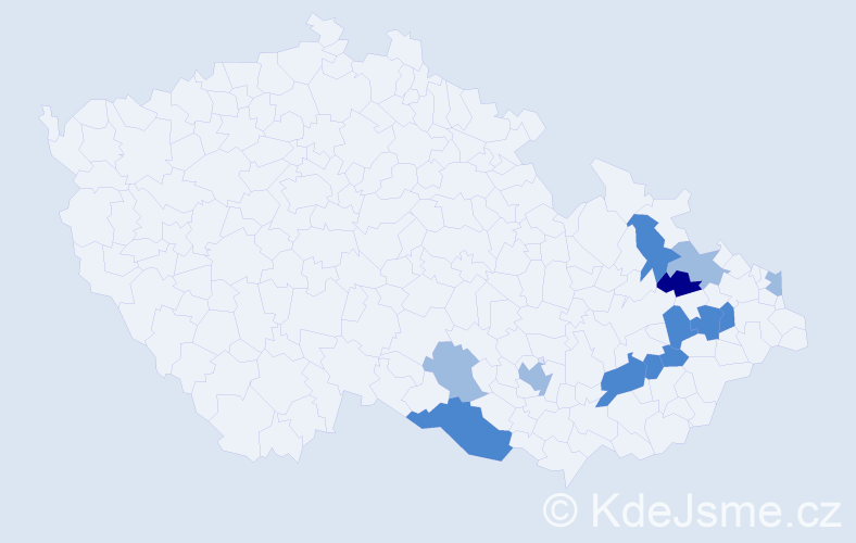 Příjmení: 'Zichala', počet výskytů 24 v celé ČR