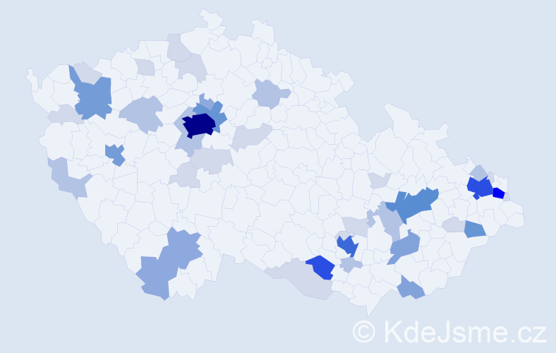Příjmení: 'Šimša', počet výskytů 133 v celé ČR