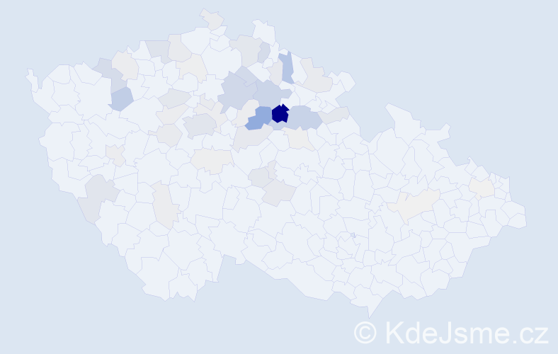 Příjmení: 'Vízek', počet výskytů 188 v celé ČR