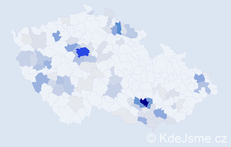 Příjmení: 'Kvarda', počet výskytů 334 v celé ČR