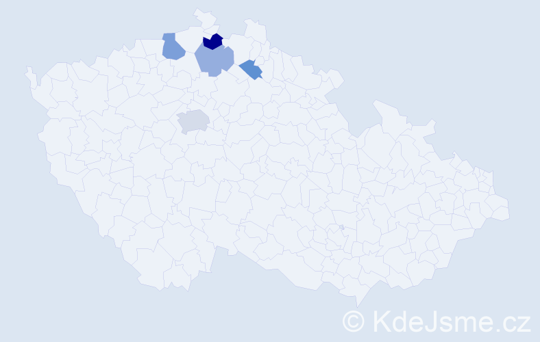 Příjmení: 'Klofec', počet výskytů 9 v celé ČR