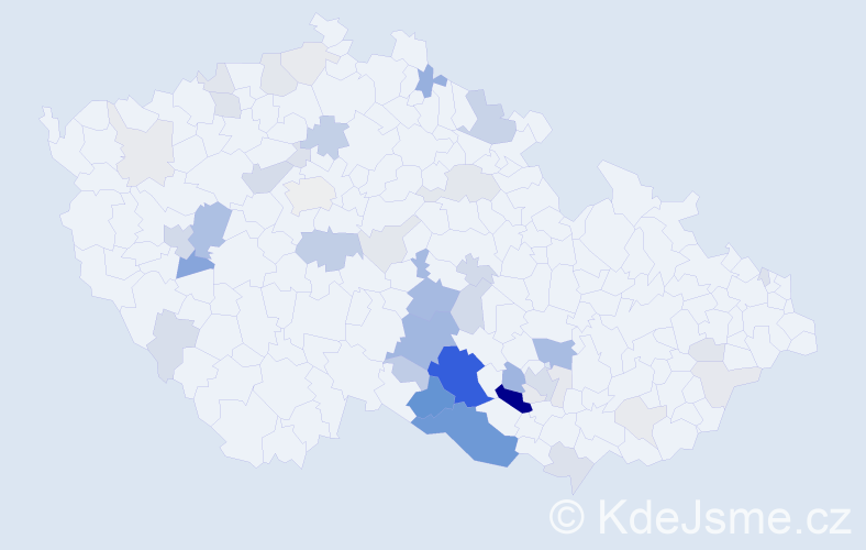 Příjmení: 'Krutiš', počet výskytů 168 v celé ČR
